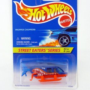 Hot Wheels Propper Chopper #414 Street Eaters #3 Blue Die-Cast Helicopter 1996
